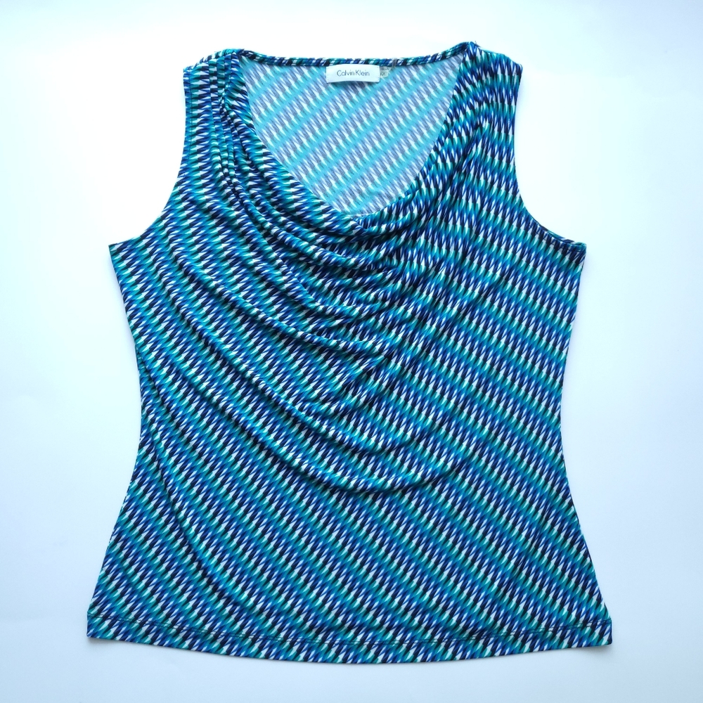 Calvin Klein Drape Neck Sleeveless Top
